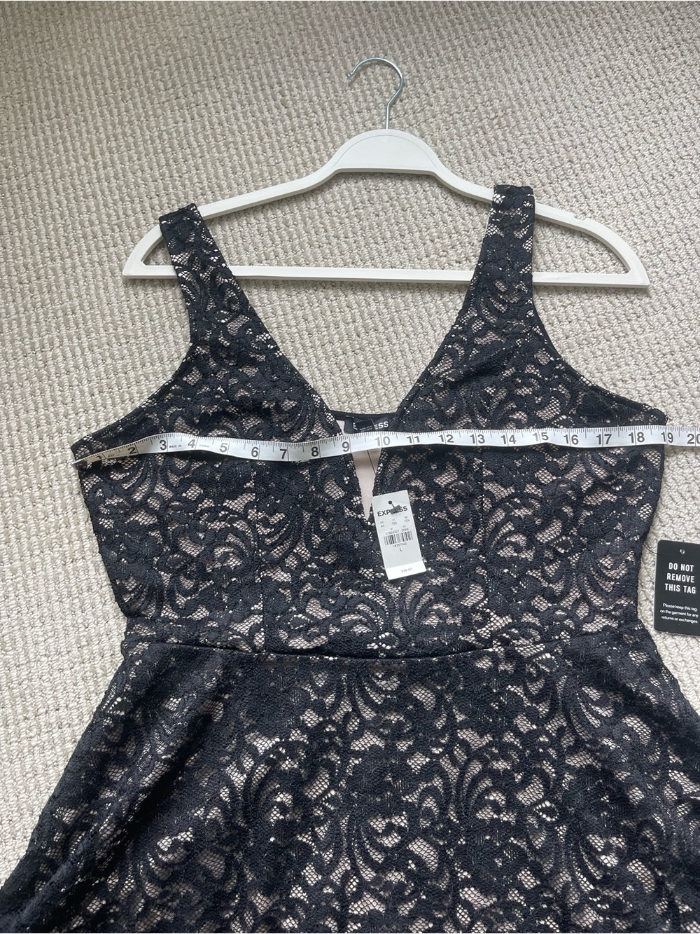 Express Black Lace V-Neck Fit & Flare Dress - Picture 3 of 6